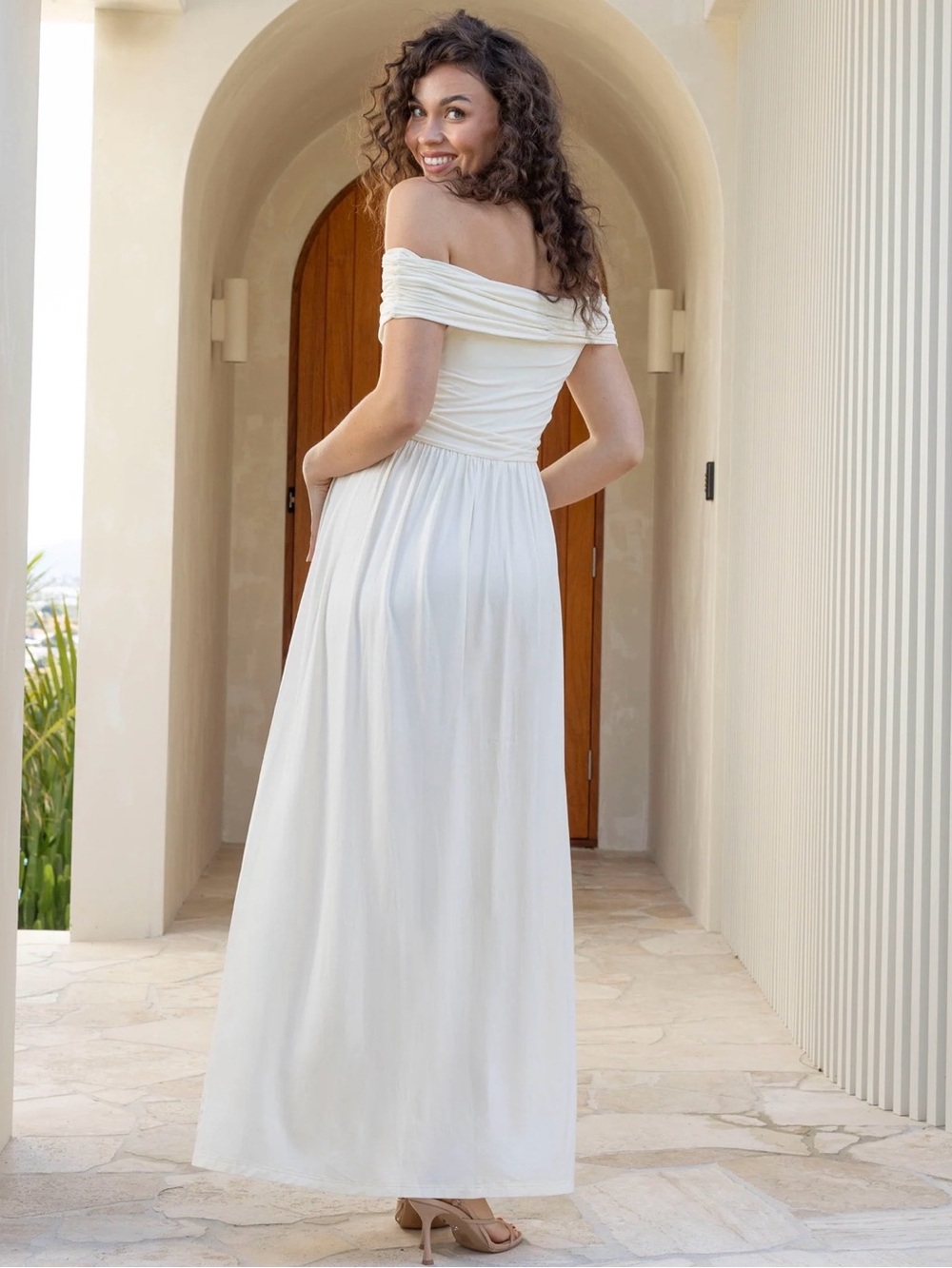 Angel Maternity | Ariana Maxi Maternity Moon Dress in Butter Cream